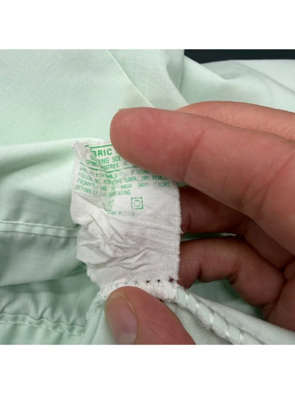 Vintage Mint Green Pillowcases Benetton USA Pastel Rope Trim 1990s Preppy Retro